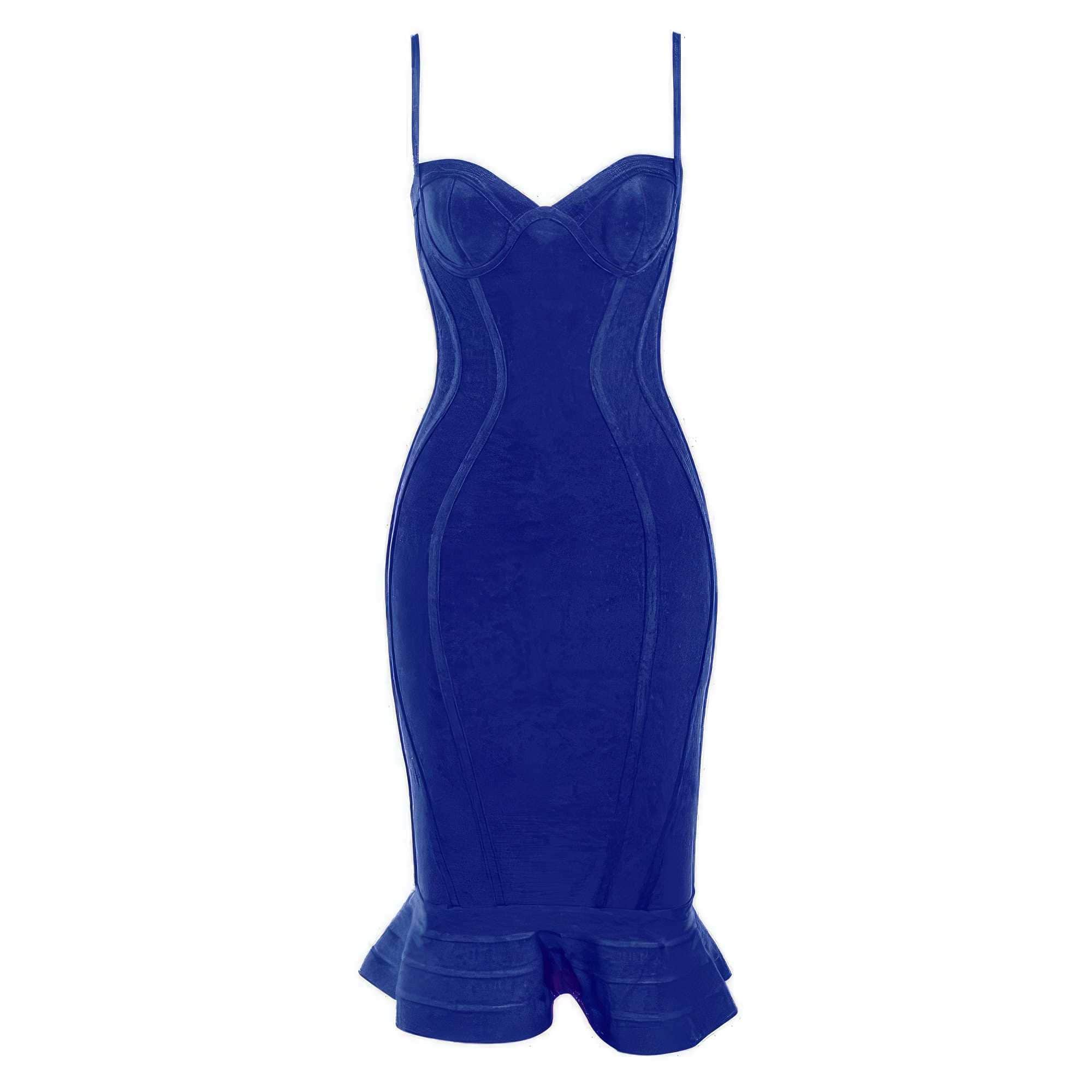 Rayon Strappy Bustier Mermaid Dress XS / Navy