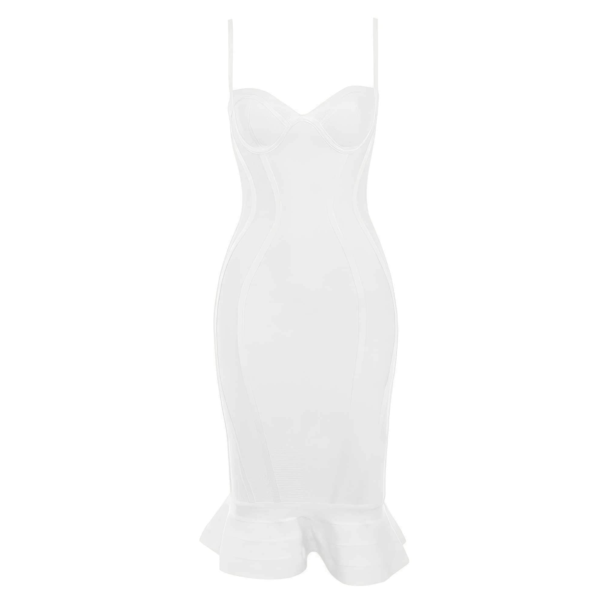 Rayon Strappy Bustier Mermaid Dress XS / White