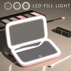 Rechargeable LED Makeup Mirror with 5X Magnification, Compact Pocket Travel Design, Dual-Sided for Aesthetic Vanity, Cosmetic Tools