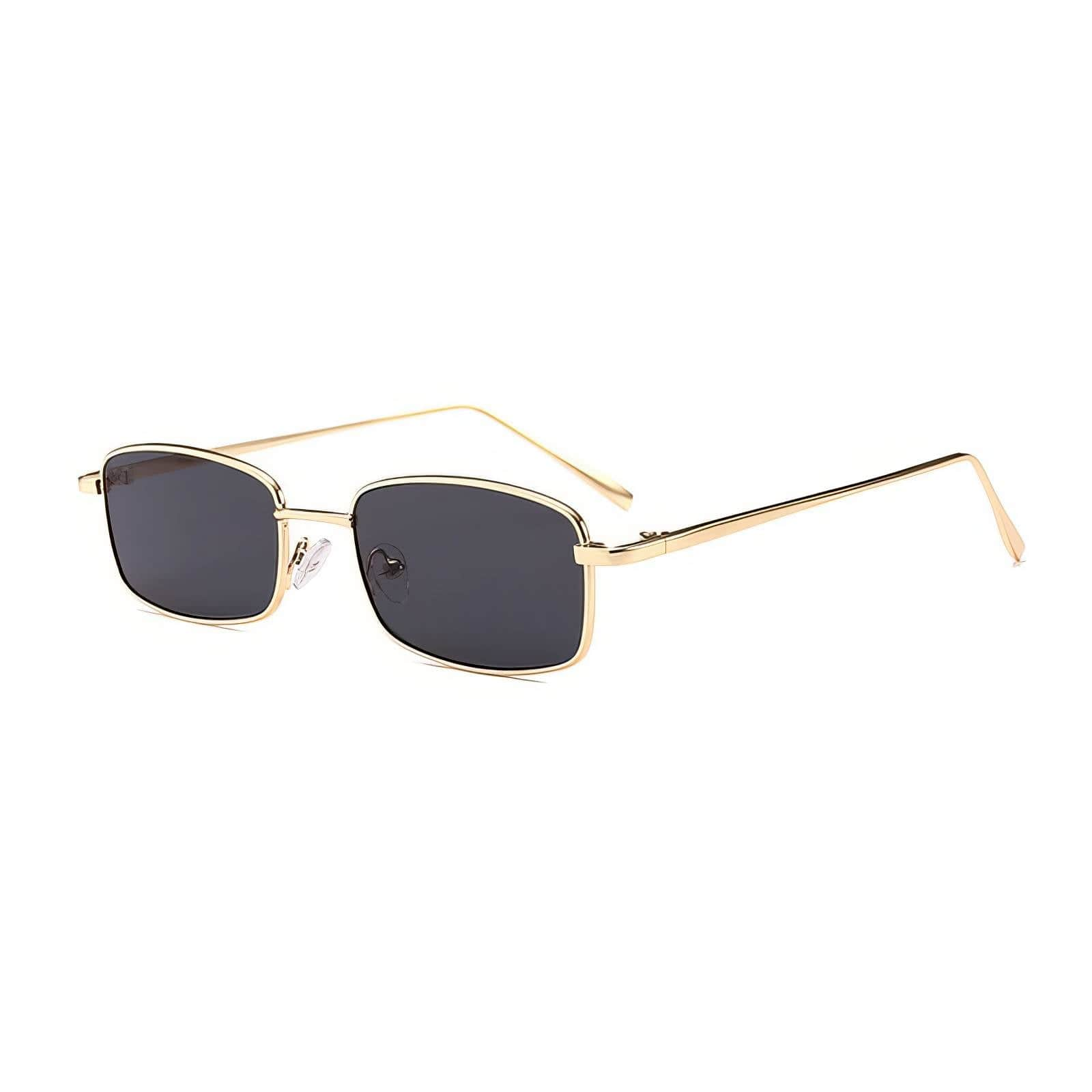 Rectangular Square Retro Gold Frame HipHop Glasses