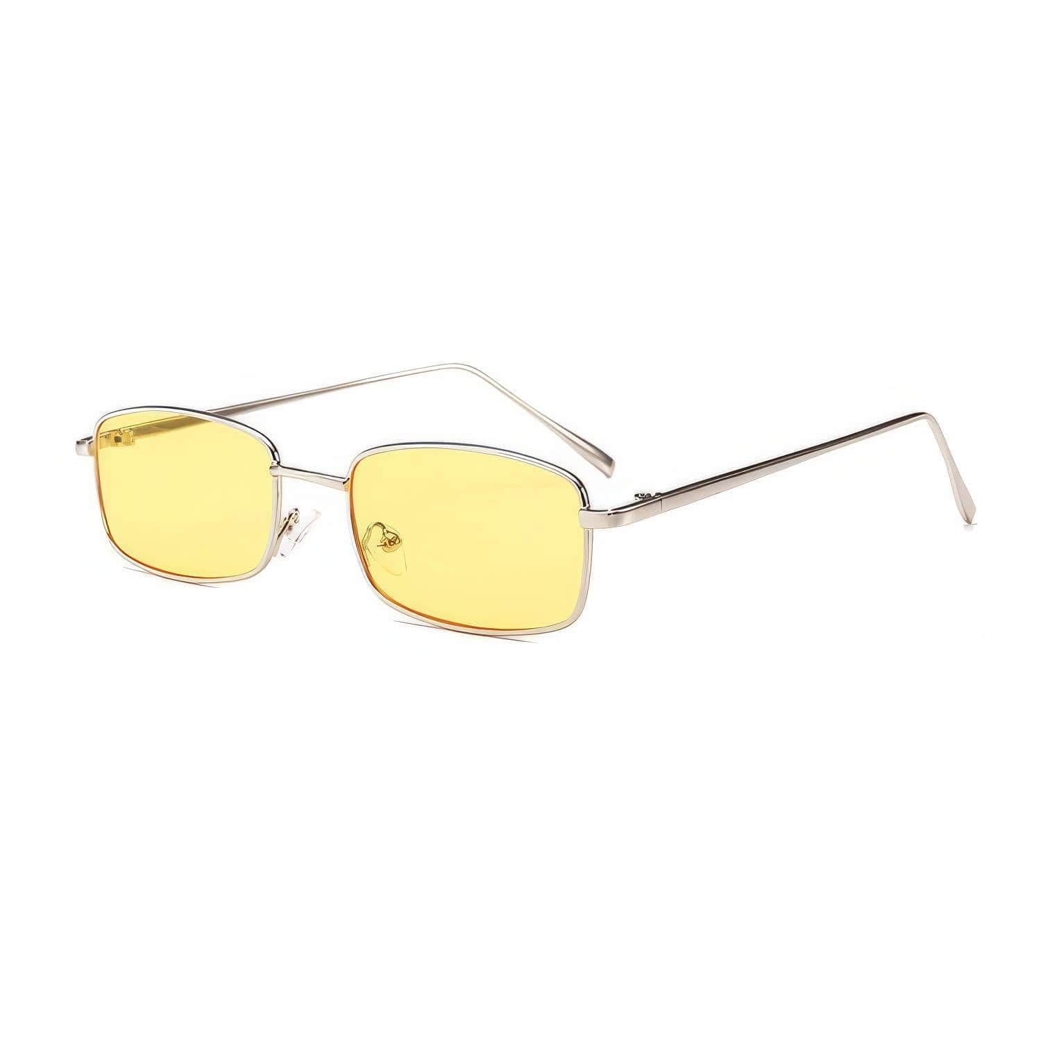 Rectangular Square Retro Gold Frame HipHop Glasses Yellow/Gold / Resin