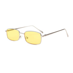 Rectangular Square Retro Gold Frame HipHop Glasses Yellow/Gold / Resin