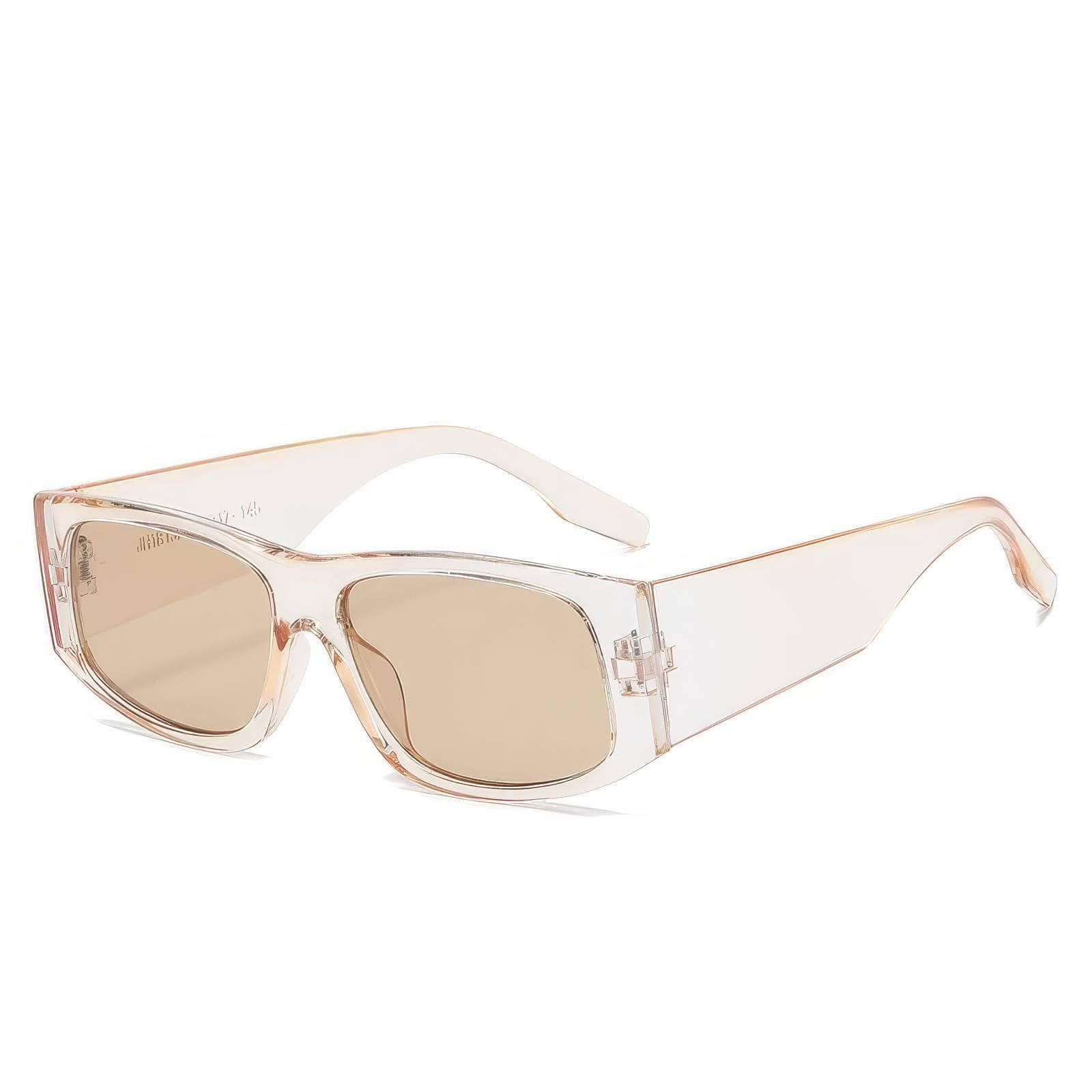 Rectangular Trendy Eyewear Champagne/Brown / Resin