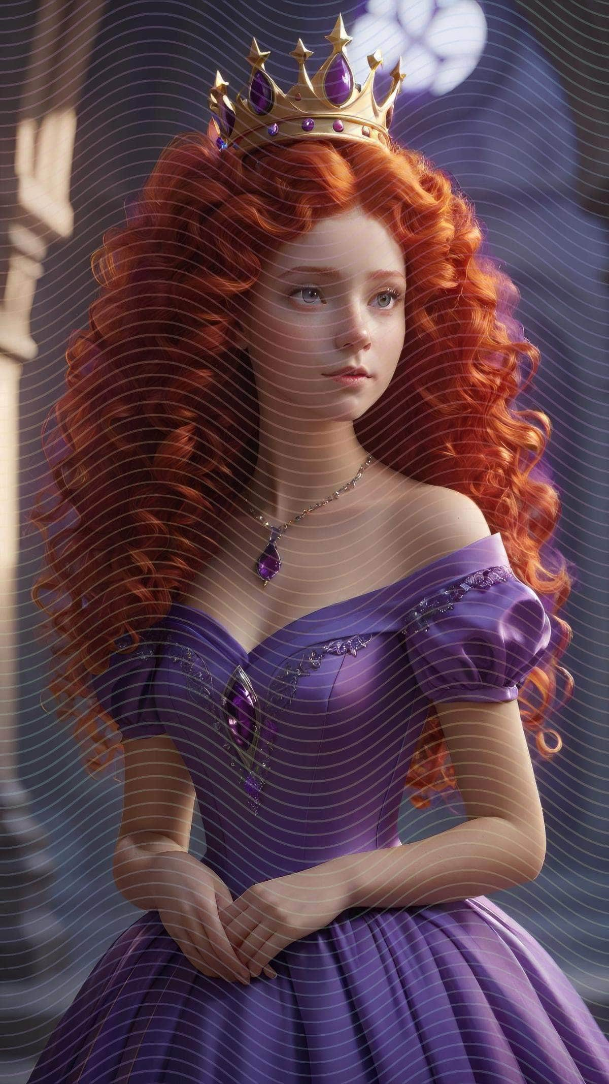 Red Hair Princess in Purple Gown