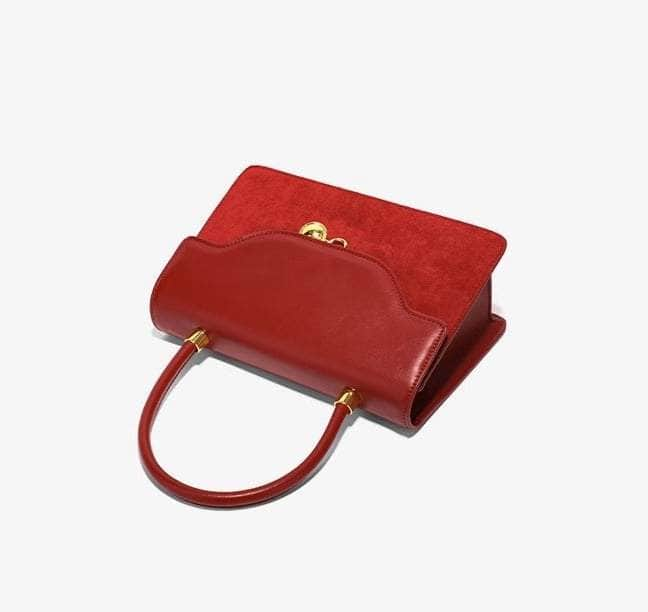 Red Retro Crossbody Leather Handbag