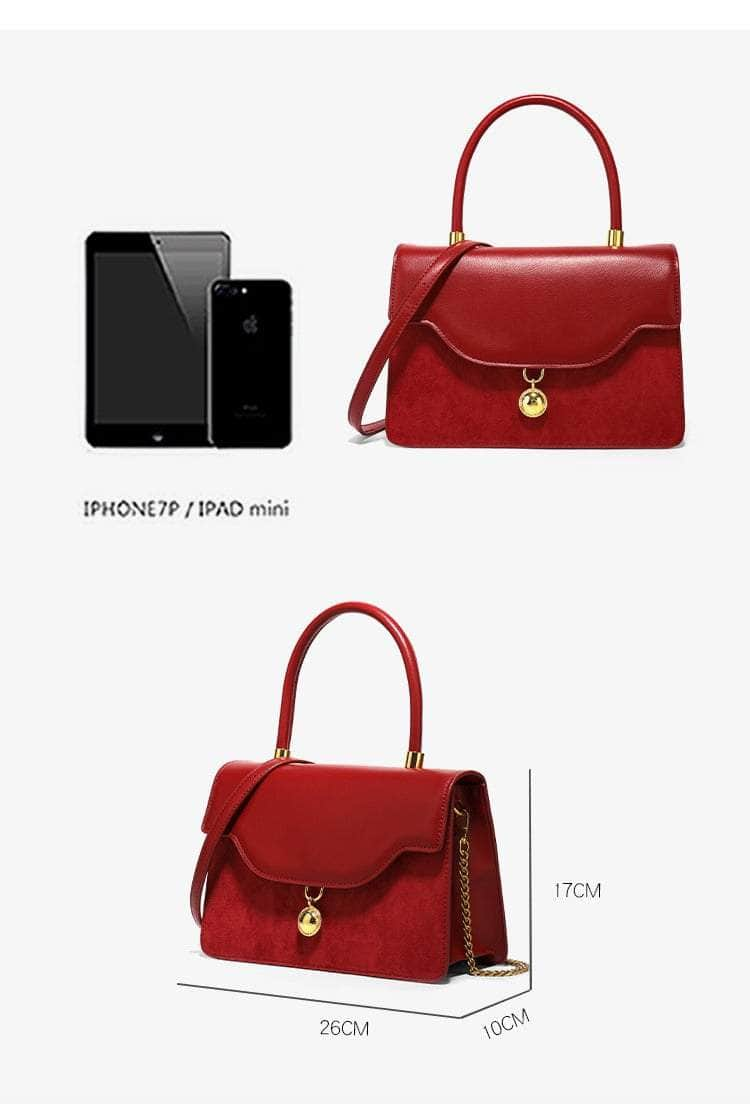 Red Retro Crossbody Leather Handbag