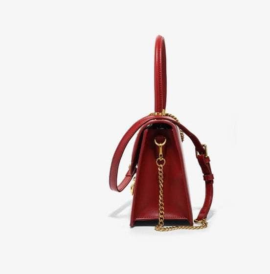 Red Retro Crossbody Leather Handbag