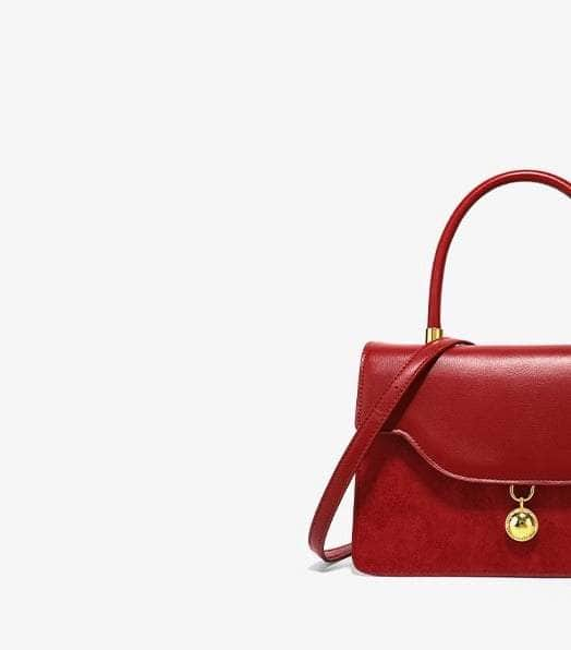 Red Retro Crossbody Leather Handbag