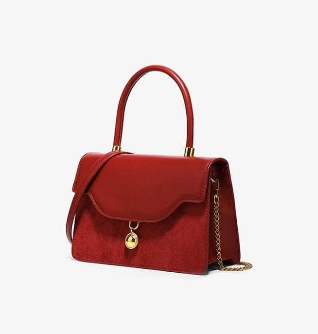 Red Retro Crossbody Leather Handbag