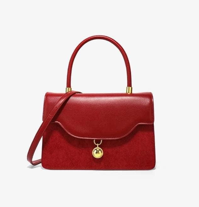 Red Retro Crossbody Leather Handbag