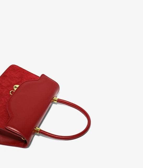 Red Retro Crossbody Leather Handbag