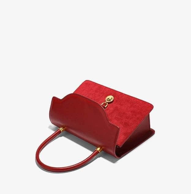 Red Retro Crossbody Leather Handbag