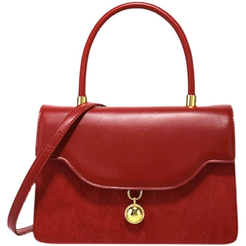 Red Retro Crossbody Leather Handbag