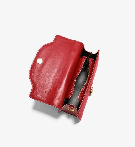 Red Retro Crossbody Leather Handbag