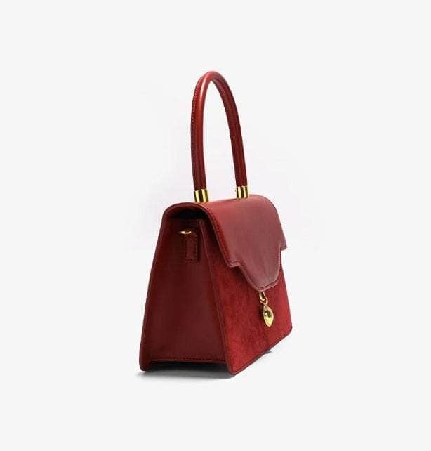 Red Retro Crossbody Leather Handbag