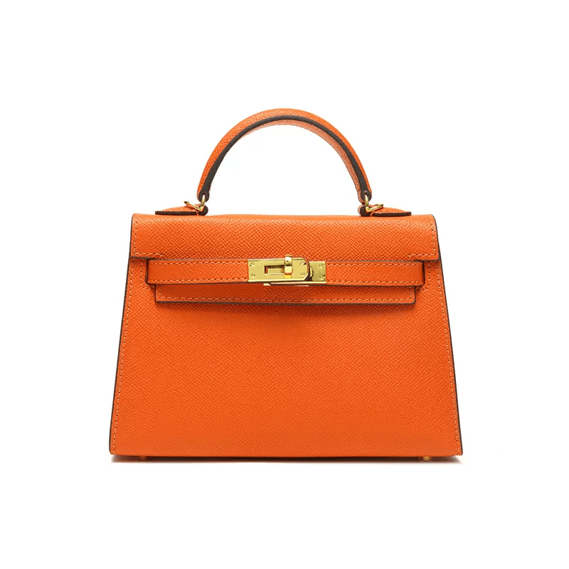 Renaissance Calf Leather Handbag with Hardware Orange / Large