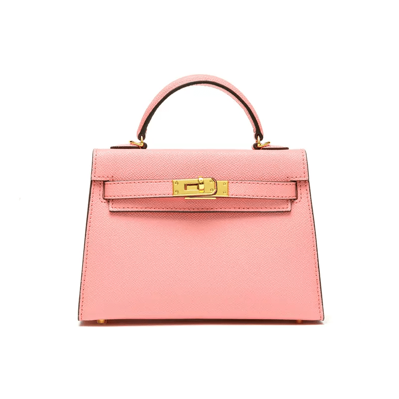 Renaissance Calf Leather Handbag with Hardware Pastel Pink / Large