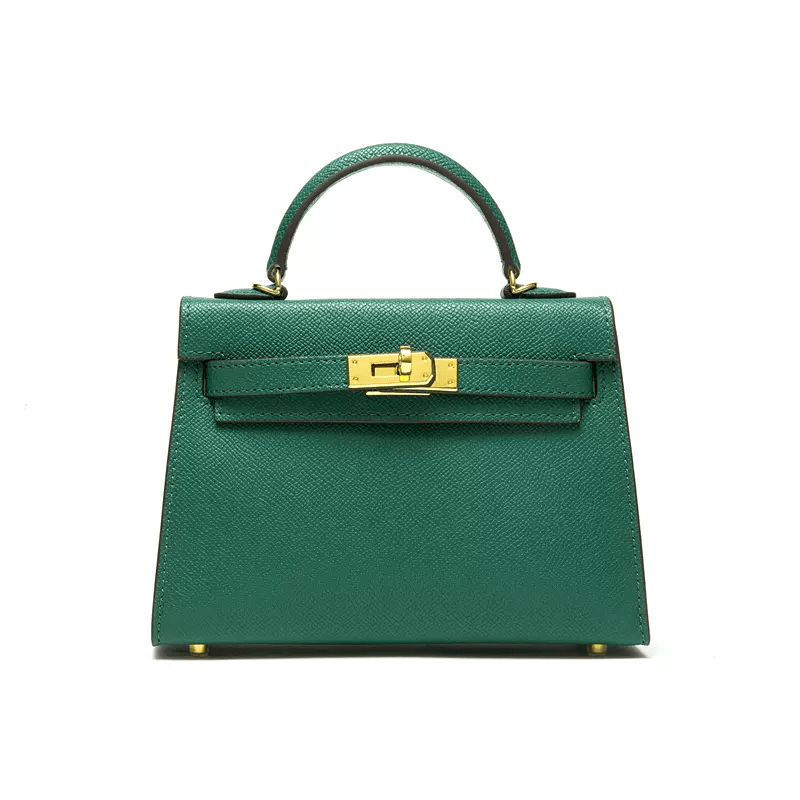 Renaissance Calf Leather Handbag with Hardware Pea Green / Large