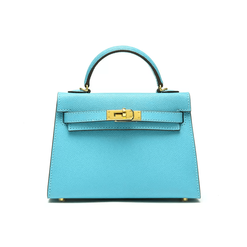 Renaissance Calf Leather Handbag with Hardware Turquoise / Large