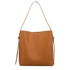 Retro Bucket Leather Shoulder Wide Strap Bag