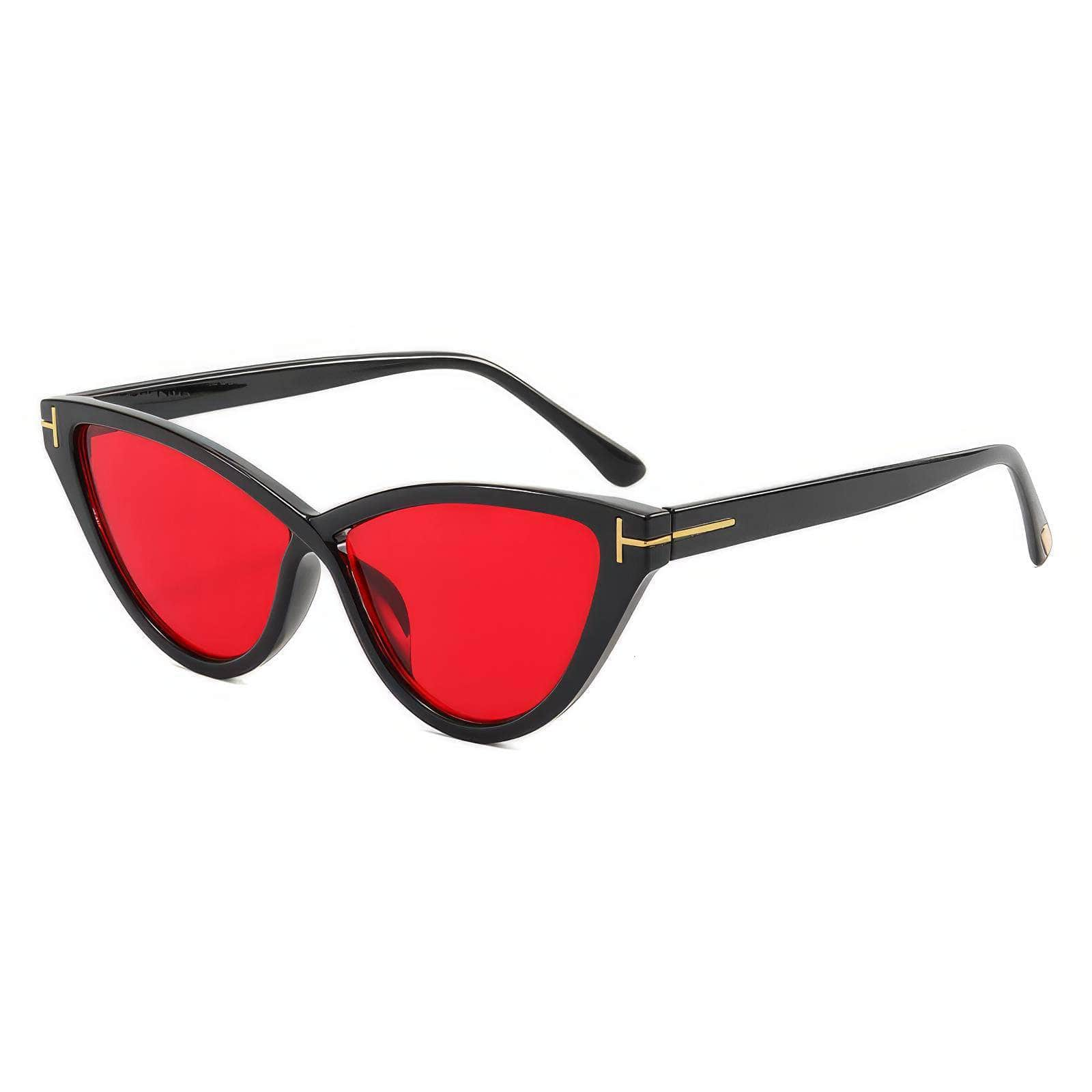 Retro Designer Cat Eye Sunglasses Red/Black / Resin