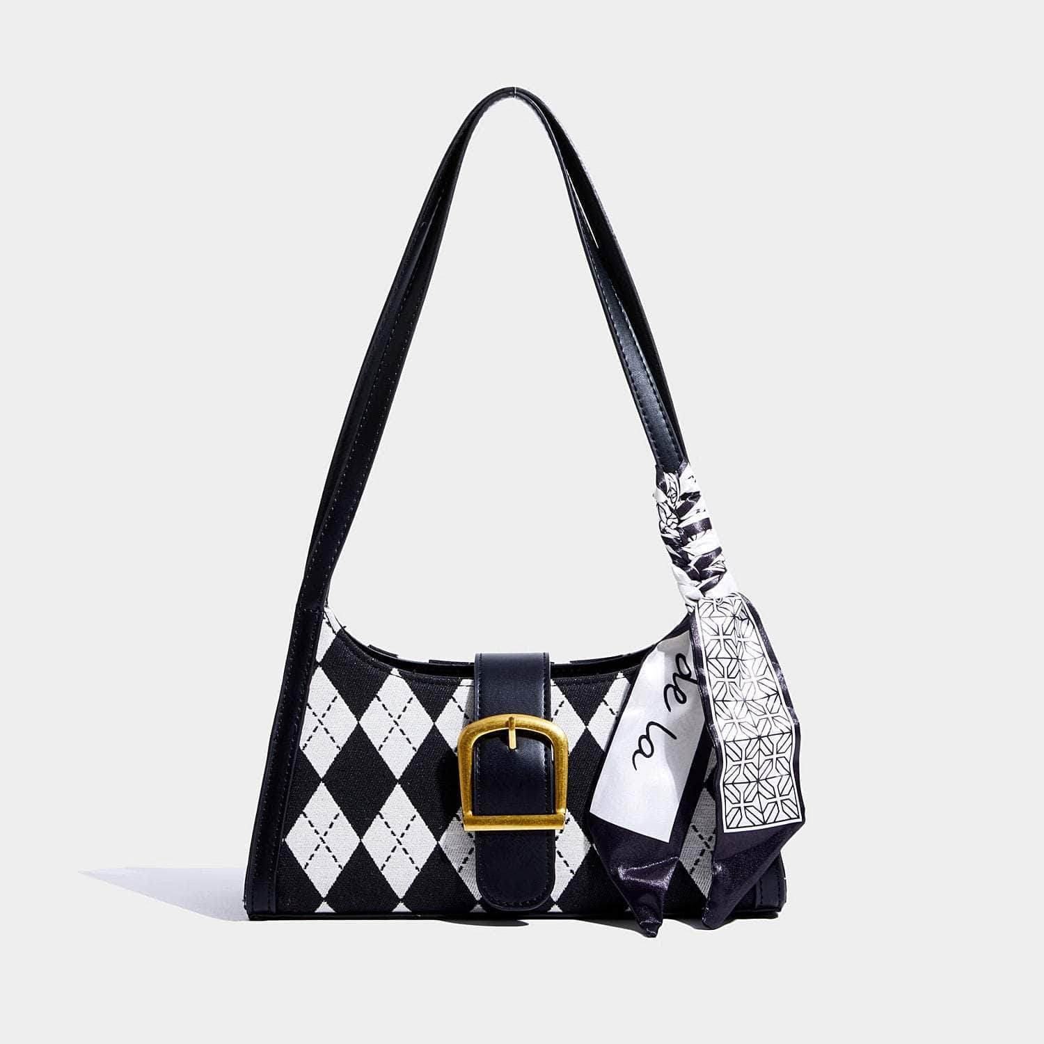 Retro Diamond-Coated Armpit Bag Black