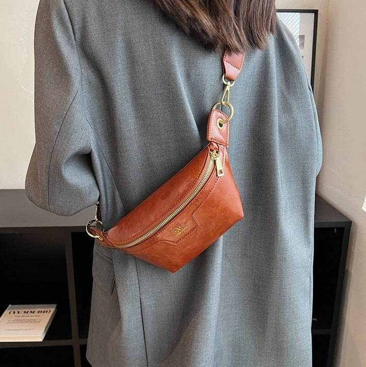 Retro Hip Bum Crossbody Leather Bag