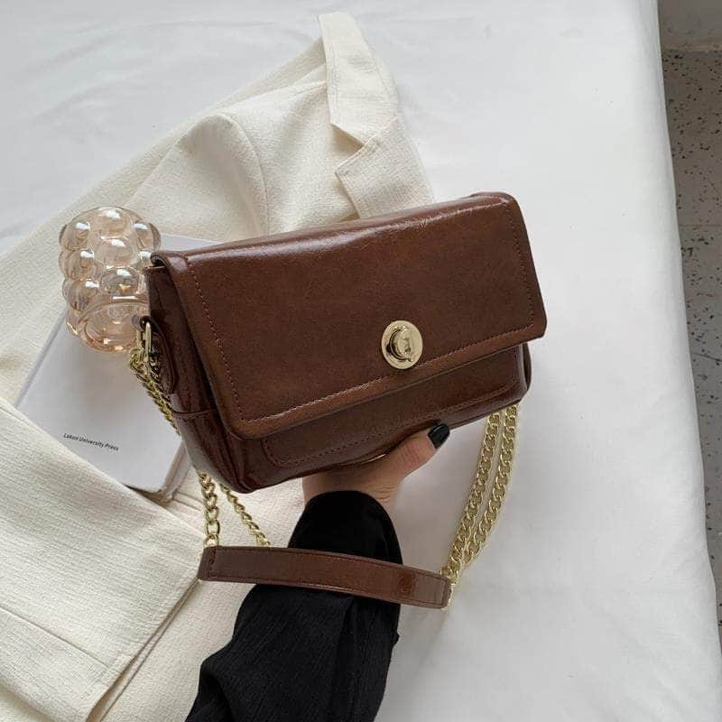 Retro-Inspired Crossbody Wallet Bag Brown