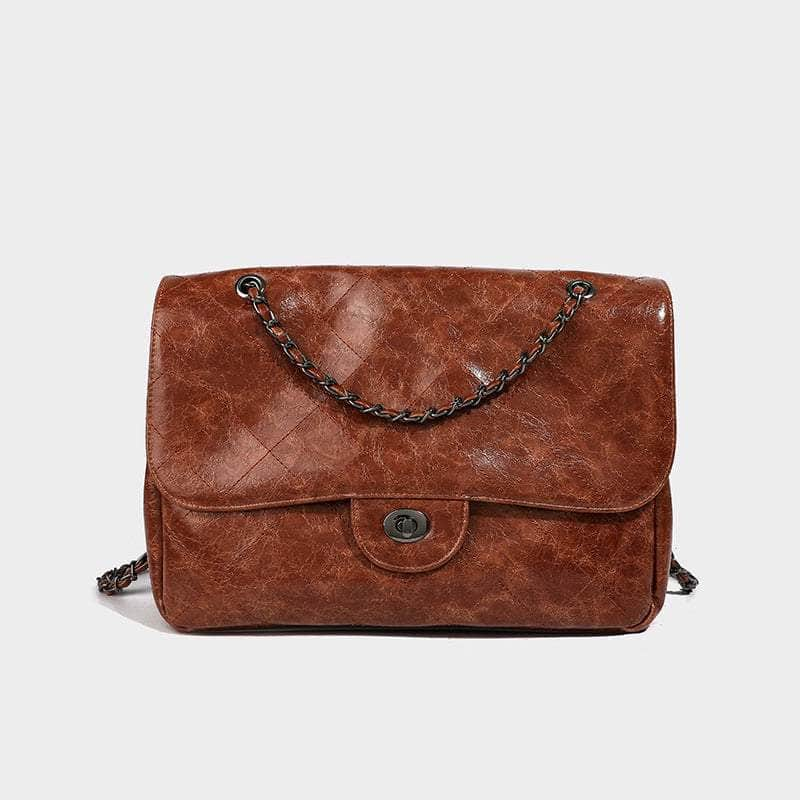 Retro Leather Shoulder Handbags Brown