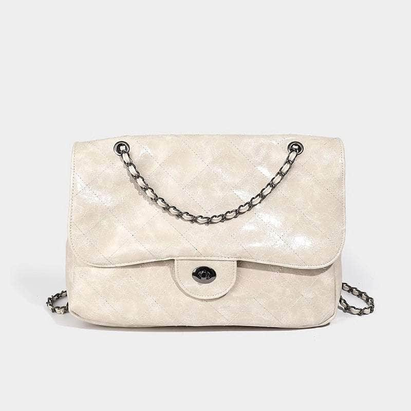 Retro Leather Shoulder Handbags Ivory