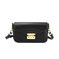 Retro Leather Top Handle Bag with Gold Lock