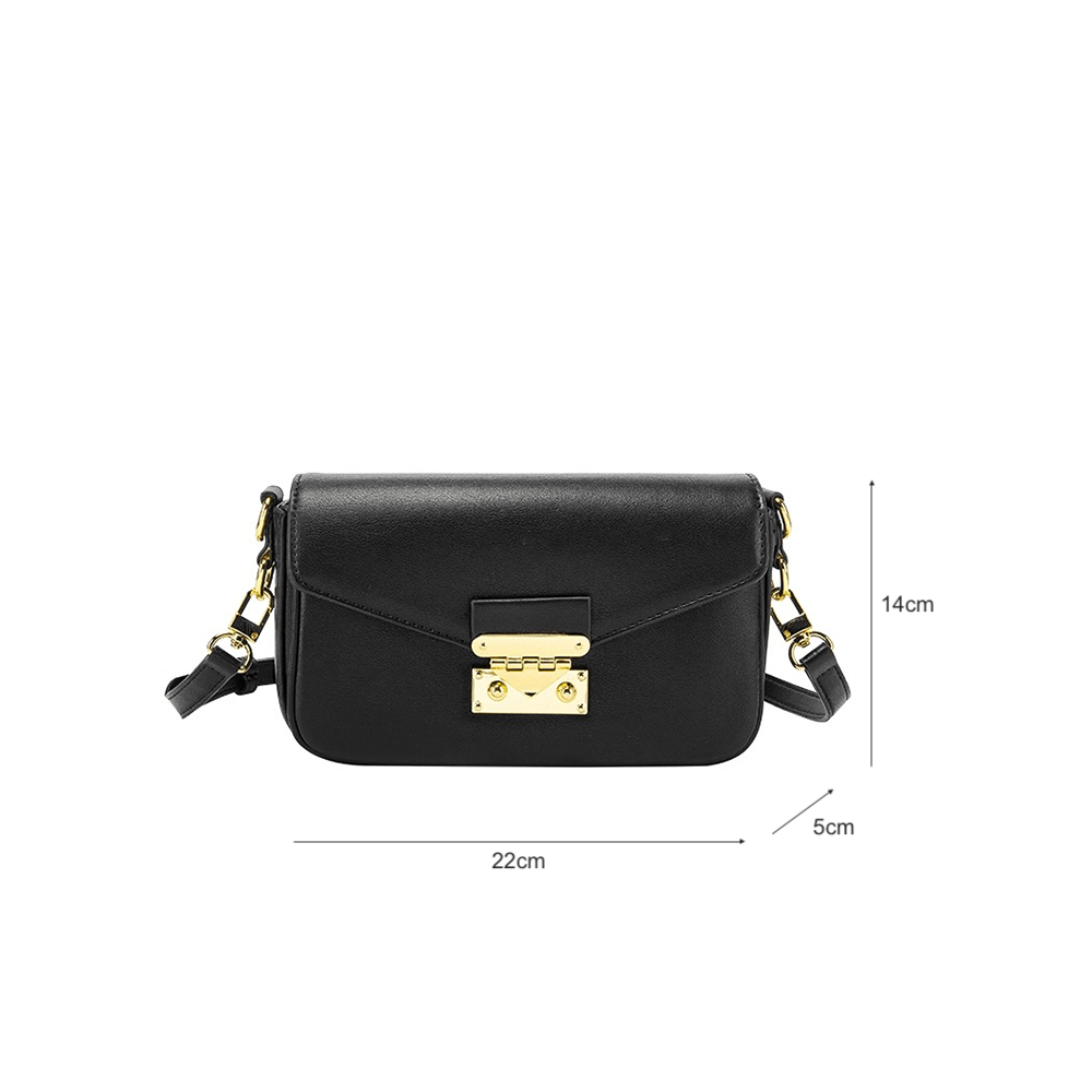 Retro Leather Top Handle Bag with Gold Lock