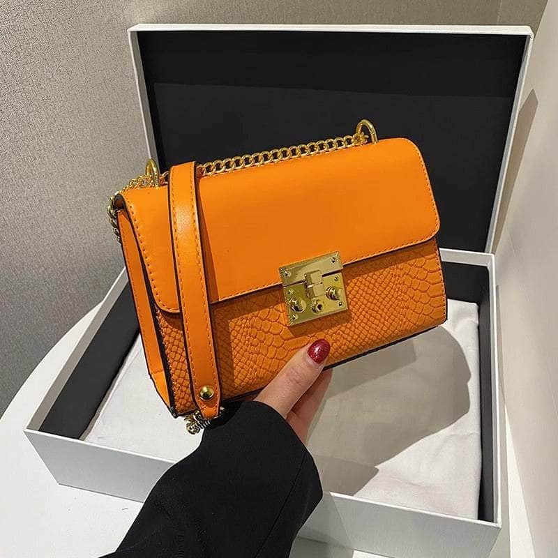 Retro One Shoulder Chain Bag Orange