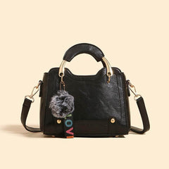 Retro One Shoulder Leather Handbag Black