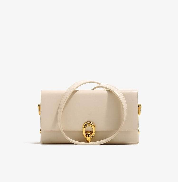 Retro Sleek Shoulder Leather Bag Ivory