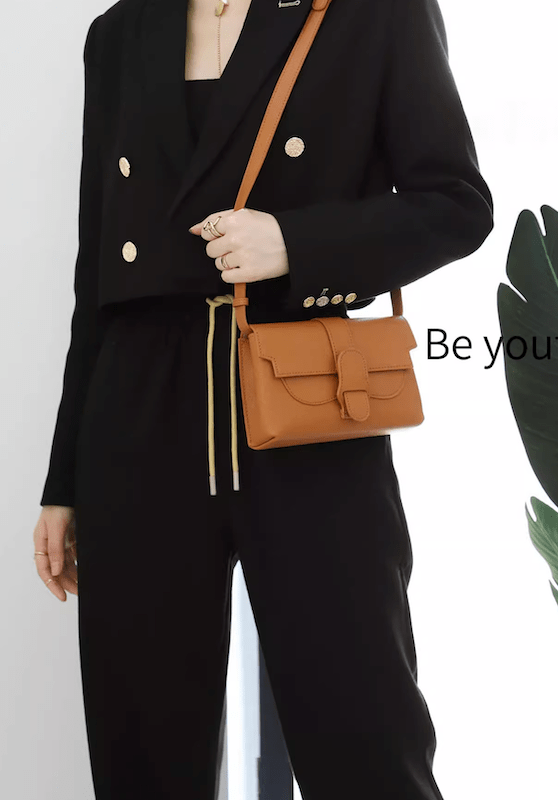 Retro Square Leather Crossbody Shoulder Grain Bag