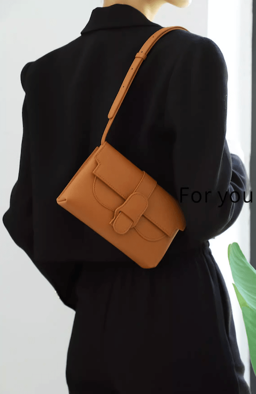 Retro Square Leather Crossbody Shoulder Grain Bag