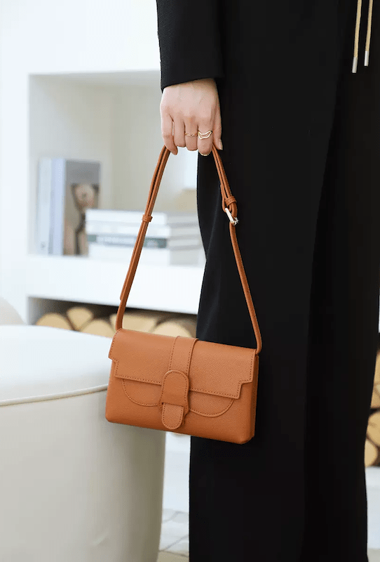 Retro Square Leather Crossbody Shoulder Grain Bag