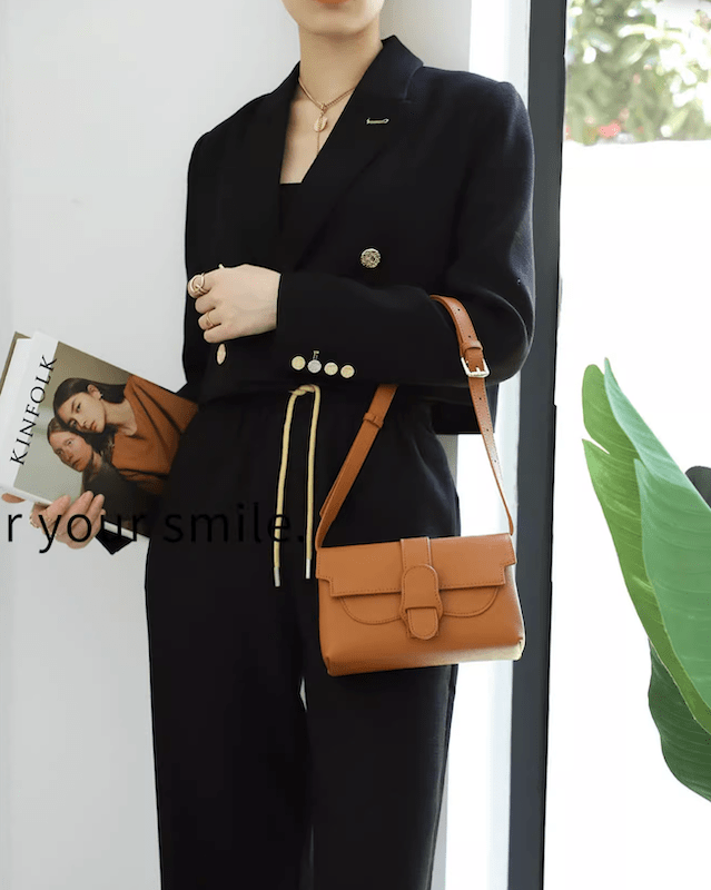 Retro Square Leather Crossbody Shoulder Grain Bag