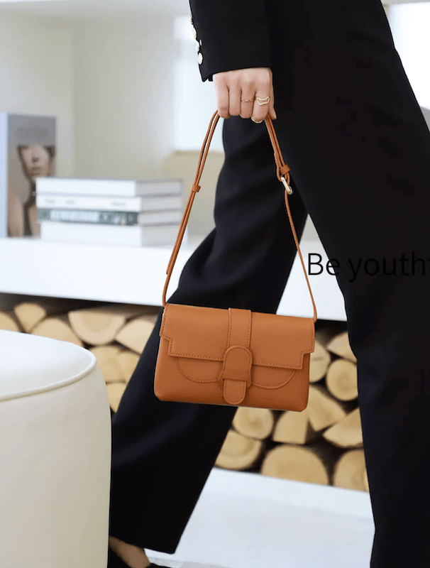 Retro Square Leather Crossbody Shoulder Grain Bag