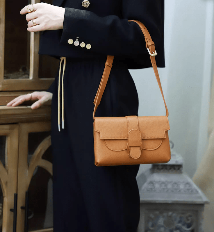 Retro Square Leather Crossbody Shoulder Grain Bag