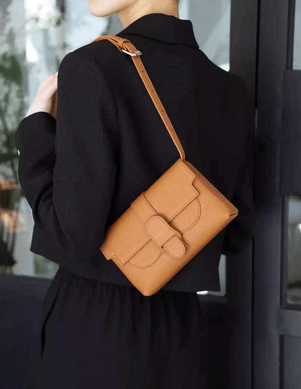 Retro Square Leather Crossbody Shoulder Grain Bag