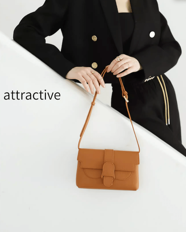 Retro Square Leather Crossbody Shoulder Grain Bag