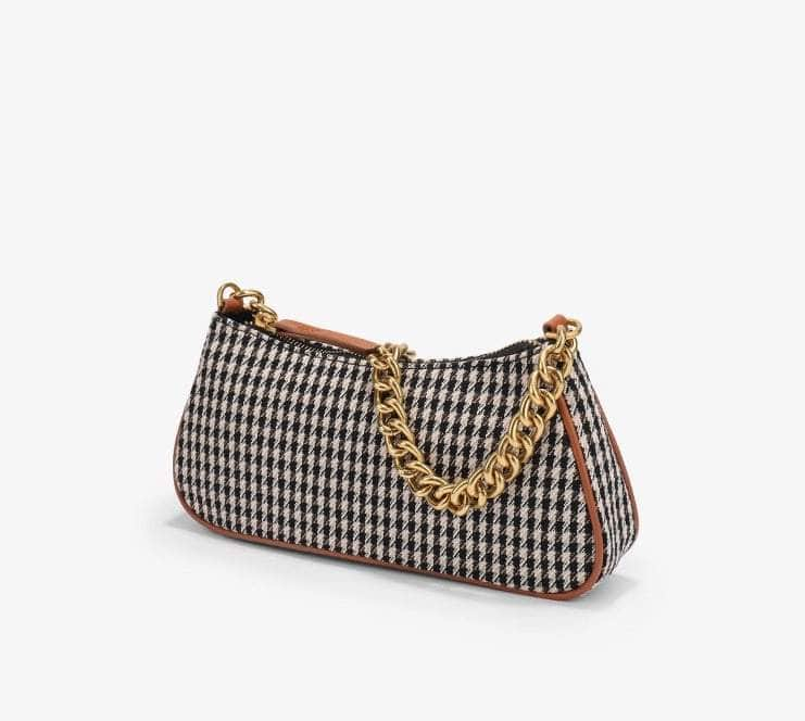 Retro Twist Shoulder Bags with Houndstooth Design