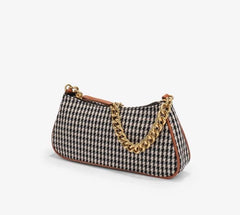 Retro Twist Shoulder Bags with Houndstooth Design