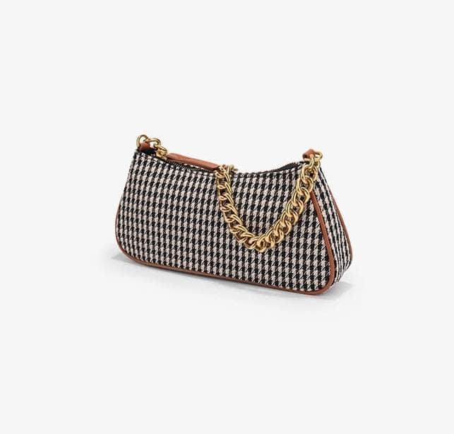 Retro Twist Shoulder Bags with Houndstooth Design