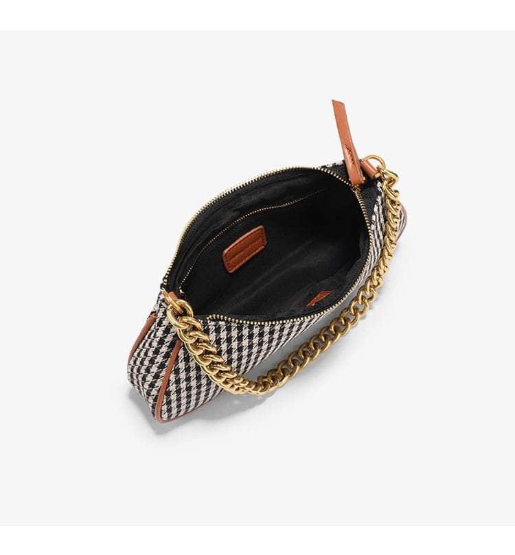 Retro Twist Shoulder Bags with Houndstooth Design