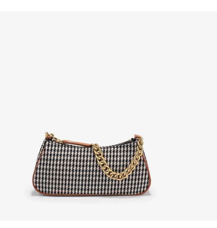 Retro Twist Shoulder Bags with Houndstooth Design