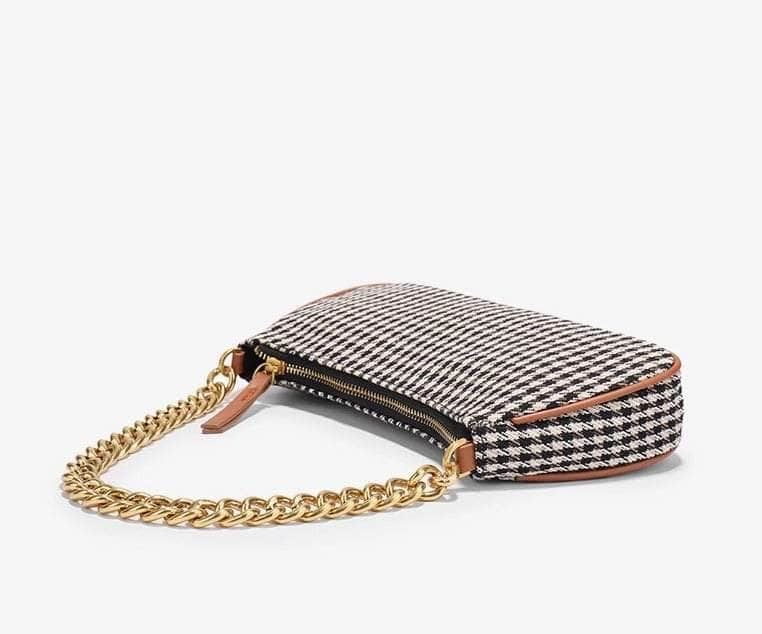 Retro Twist Shoulder Bags with Houndstooth Design