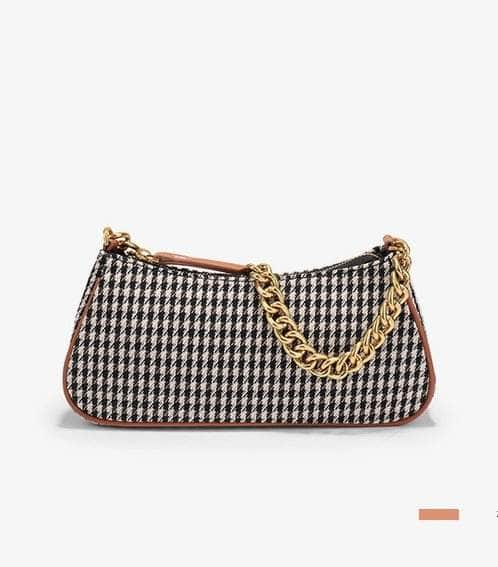 Retro Twist Shoulder Bags with Houndstooth Design